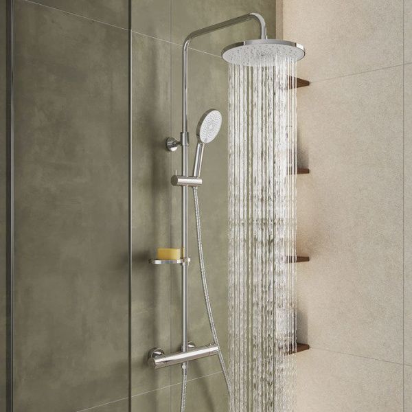 Смеситель термостатический для душа со стойкой и тропической лейкой Milardo Ideal Spa ILSSBTHM89 хром Смеситель термостатический для душа со стойкой и тропической лейкой Milardo Ideal Spa ILSSBTHM89 хром