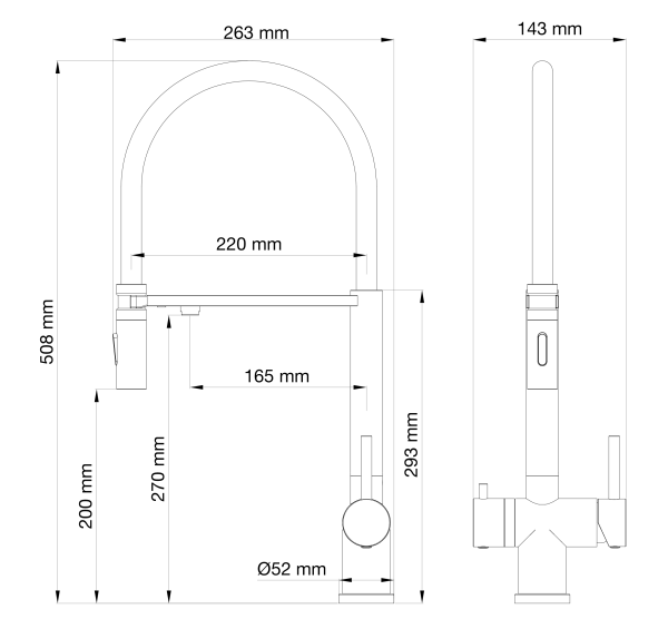Смеситель для кухонной мойки с подключением фильтра Wonzon & Woghand WW-88458009-BGM темный графит брашированный