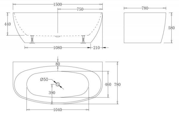 Акриловая ванна 150x78 см BelBagno  BB83-1500-W0 белый Акриловая ванна 150x78 см BelBagno  BB83-1500-W0 белый