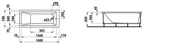 Акриловая ванна 160x70 Laufen Pro 2.3395.6.000.000.1 Акриловая ванна 160x70 Laufen Pro 2.3395.6.000.000.1