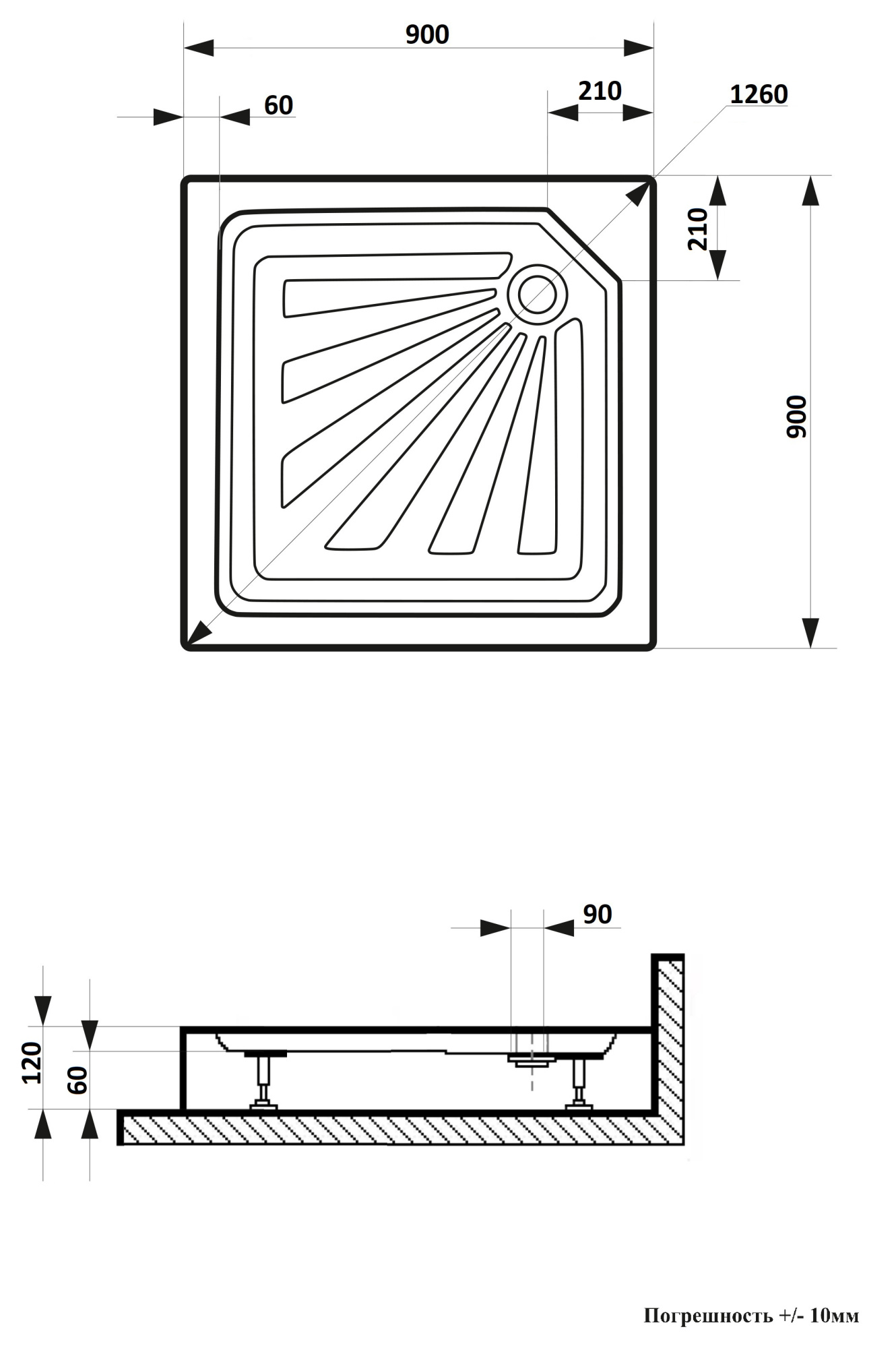 Поддон акриловый Ceruttispa 90x90 Q91