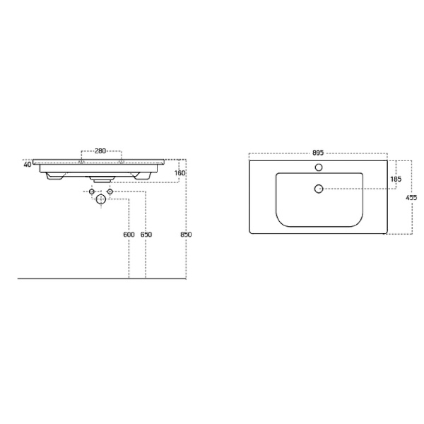 Мебельная раковина Sanovit Soft 90 см 13090-KL накладная белая