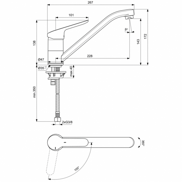 Смеситель для кухонной мойки Ideal Standard CERAFLEX BC129AA Смеситель для кухонной мойки Ideal Standard CERAFLEX BC129AA