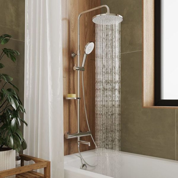 Смеситель термостатический для ванны со стойкой и тропической лейкой Milardo Ideal Spa ILSSBTHM06 хром Смеситель термостатический для ванны со стойкой и тропической лейкой Milardo Ideal Spa ILSSBTHM06 хром