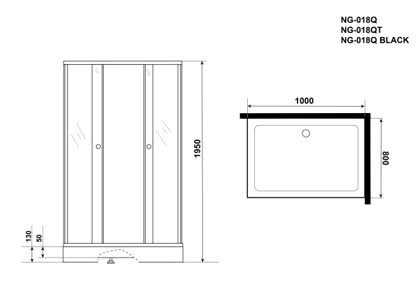 Душевой уголок 100x80 Niagara Eco NG-018-14QT низкий поддон стекло тонированное Душевой уголок 100x80 Niagara Eco NG-018-14QT низкий поддон стекло тонированное