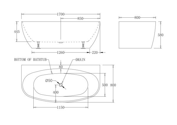 Акриловая ванна 170x80 см BelBagno  BB83-1700-W0 белый Акриловая ванна 170x80 см BelBagno  BB83-1700-W0 белый