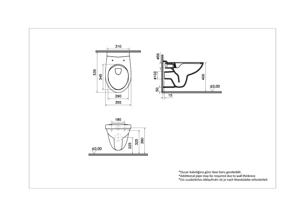 Подвесной унитаз Vitra S10 SpinFlush, безободковый 7855B003-0075