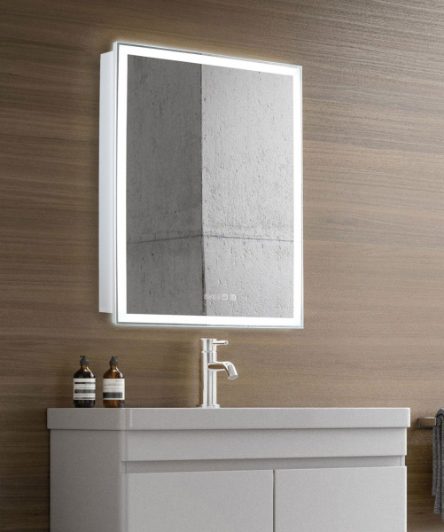 Зеркало-шкаф Silver Mirrors Киото 60 с часами и сменой цвета LED-00002358 Зеркало-шкаф Silver Mirrors Киото 60 с часами и сменой цвета LED-00002358