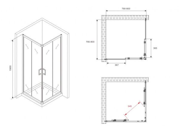 Душевой уголок 80x80 ABBER Schwarzer Diamant AG020805 профиль хром стекло прозрачное Душевой уголок 80x80 ABBER Schwarzer Diamant AG020805 профиль хром стекло прозрачное