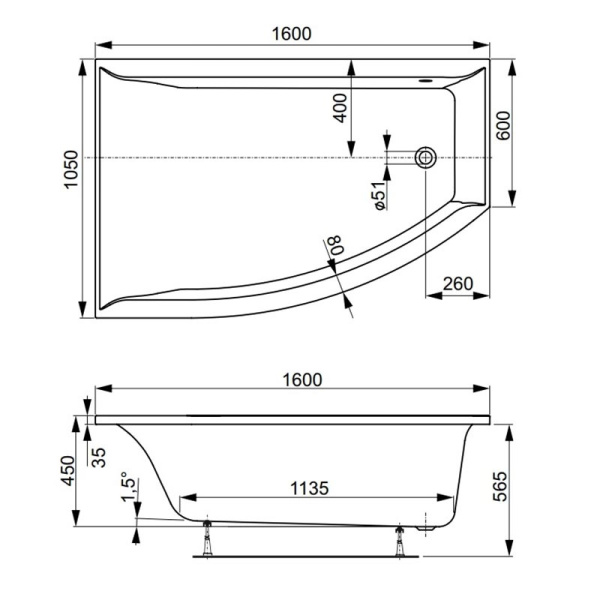 Акриловая ванна VAGNERPLAST VERONELA OFFSET 160x105 Right Акриловая ванна VAGNERPLAST VERONELA OFFSET 160x105 Right