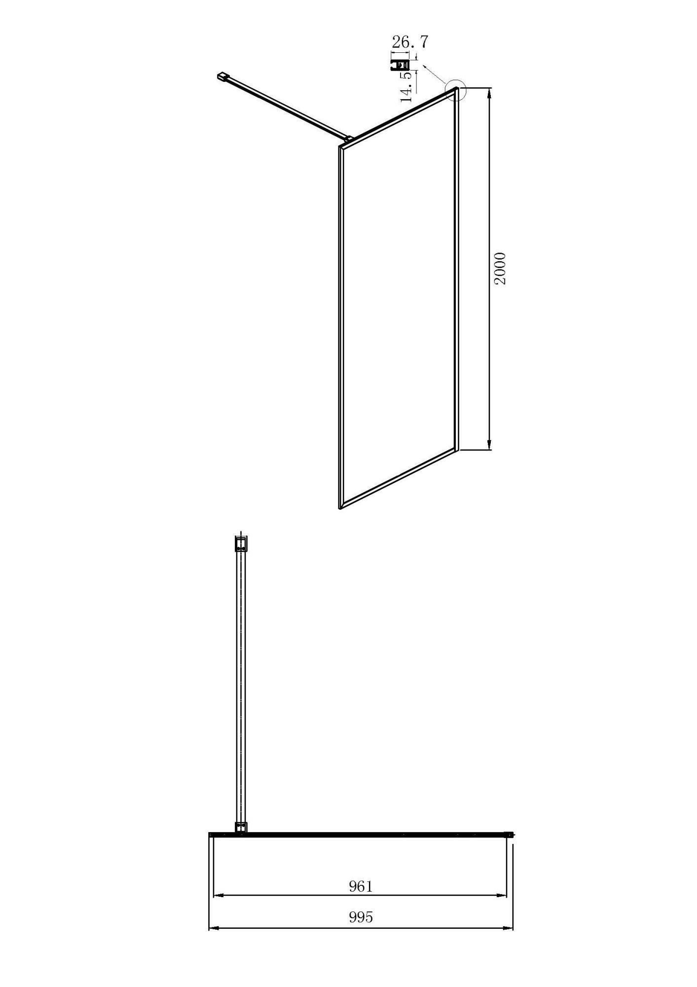Душевая перегородка 100х200 см Ambassador Walk-in 15031218 черный Душевая перегородка 100х200 см Ambassador Walk-in 15031218 черный
