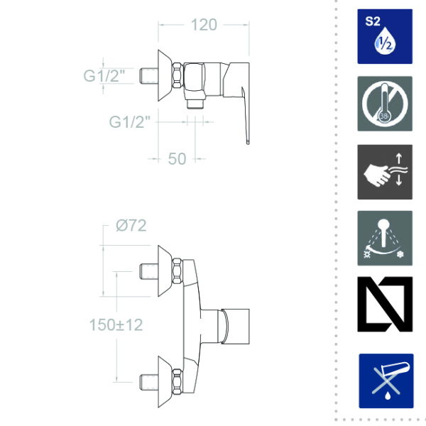 Смеситель для душа Ramonsoler Titanium 1808S хром