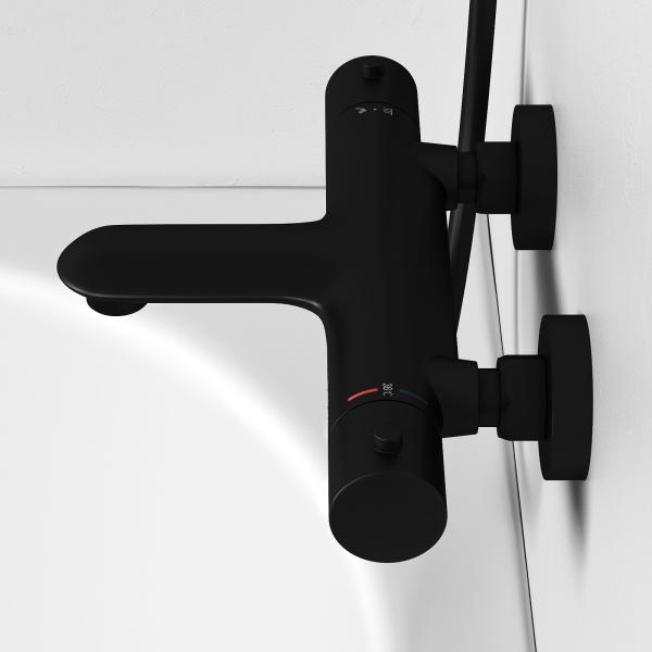 Смеситель для ванны с термостатом Abelsberg Perfecta INF61101MB вулканический черный матовый