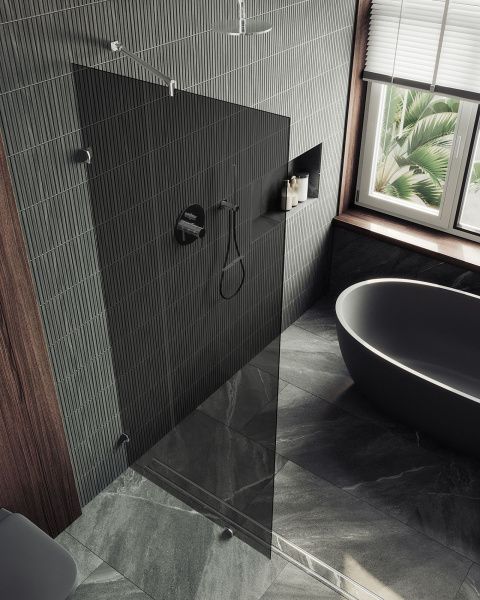Душевая перегородка коннектор стена-стекло 79x195 см MaybahGlass  MGD-274-4 стекло графит Душевая перегородка коннектор стена-стекло 79x195 см MaybahGlass  MGD-274-4 стекло графит