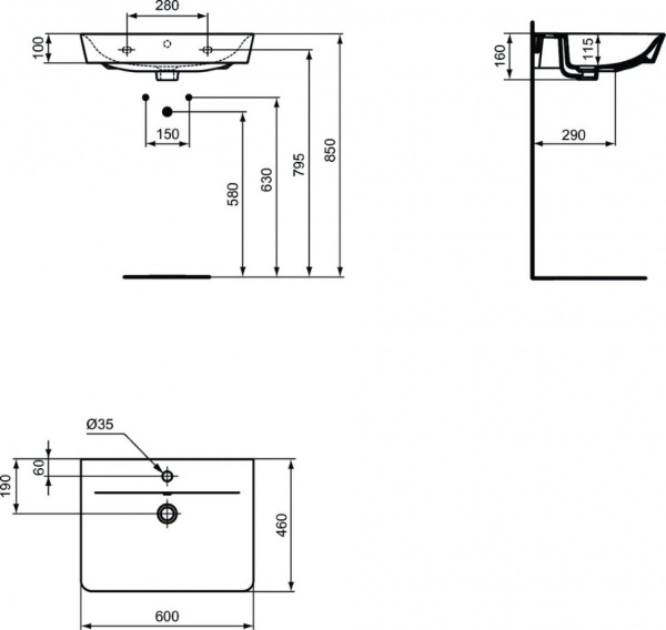 Раковина 60 см Ideal Standard CONNECT AIR E0298V3 Раковина 60 см Ideal Standard CONNECT AIR E0298V3