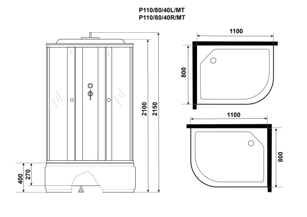 Душевая кабина 110x80 Niagara Promo P110/80/40L/MT Душевая кабина 110x80 Niagara Promo P110/80/40L/MT