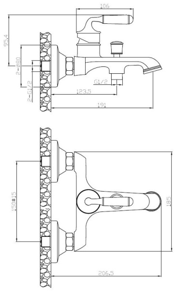 Смеситель для ванны ESKO Prague PG 54 бронза Смеситель для ванны ESKO Prague PG 54 бронза