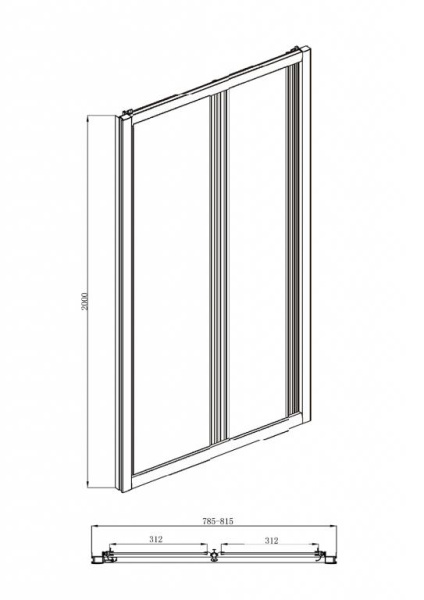 Душевая дверь в нишу 800х200 Bravat Drop BD080.4120A Душевая дверь в нишу 800х200 Bravat Drop BD080.4120A