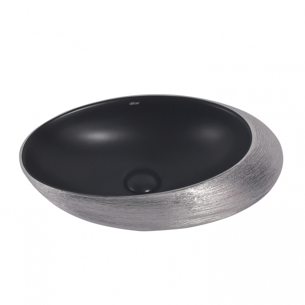 Раковина накладная Abber Bequem 50 см AC2107BS черная матовая, серебро