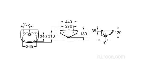 Раковина Roca Ibis 44х31 320841001 Раковина Roca Ibis 44х31 320841001