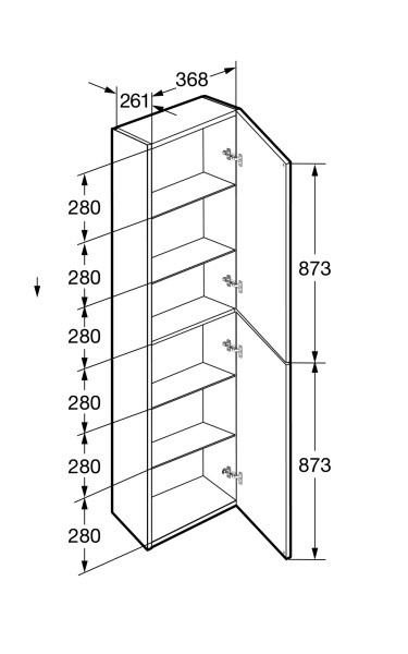 Шкаф колонна 40 см Roca  A857635513 Шкаф колонна 40 см Roca  A857635513