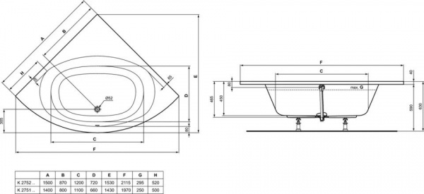 Угловая ванна 150х150 см Ideal Standard K275201 HOTLINE Угловая ванна 150х150 см Ideal Standard K275201 HOTLINE
